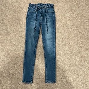 C’est Toi Paper Bag Jeans with Tie Belt